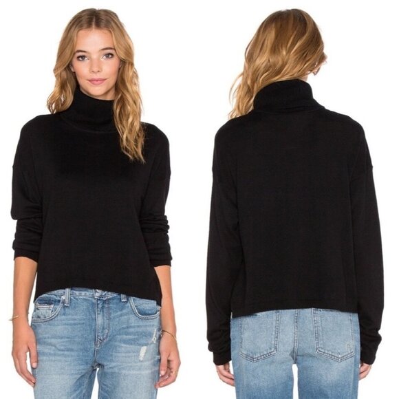 Free People One Teaspoon Cashmere Funnel Turtleneck Sweater Knit Black XXS - Picture 1 of 14